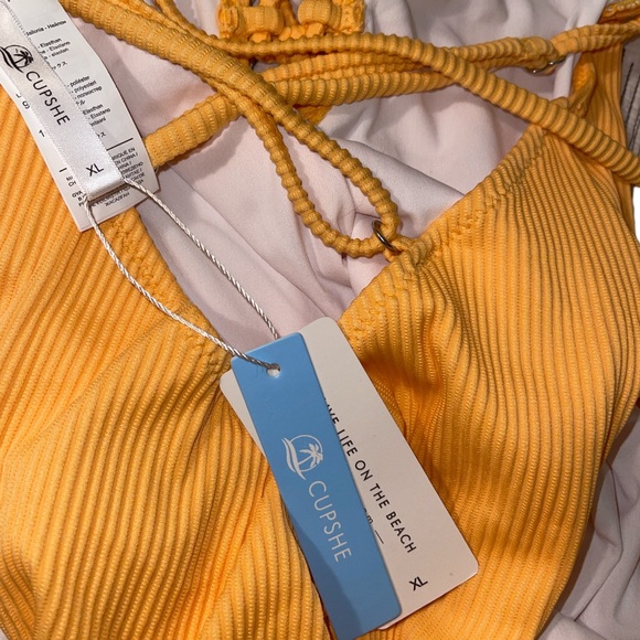 NEW Cupshe Orange V Neck One Piece Swimsuit Lace Up Monokini - Picture 5 of 6